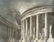 Gonzaga Pietro di Gottardo Stage-set Design Temple with a Columned Rotunda with Statues of Philosophers - Hermitage